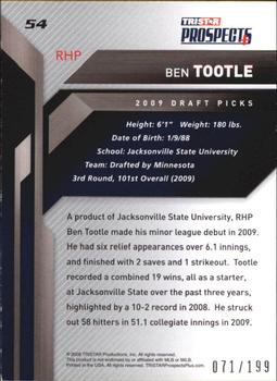 2009 TriStar Prospects Plus - Autographs #54 Ben Tootle Back