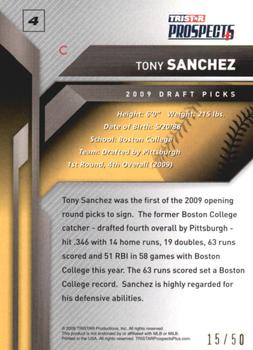 2009 TriStar Prospects Plus - Gold #4a Tony Sanchez Back