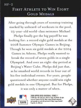 2009 Upper Deck - Historic Firsts #HF-2 First Athlete to Win Eight Gold Medals (Michael Phelps) Back