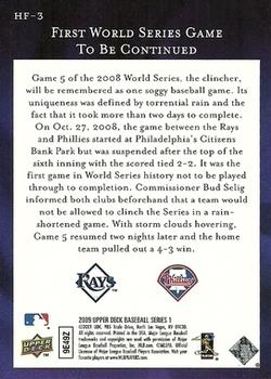 2009 Upper Deck - Historic Firsts #HF-3 First World Series Game to Be Continued Back