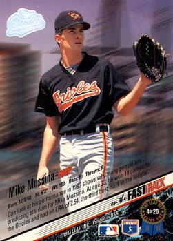1993 Leaf - On the Fast Track #4 Mike Mussina Back