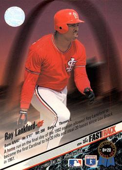 1993 Leaf - On the Fast Track #8 Ray Lankford Back
