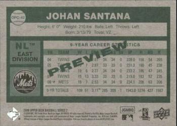 2009 Upper Deck - O-Pee-Chee 1977 Preview #OPC-42 Johan Santana Back