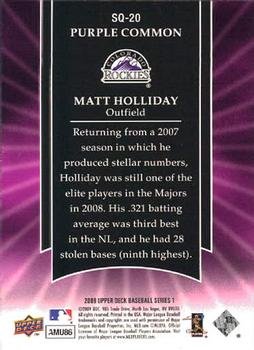 2009 Upper Deck - StarQuest Purple Common #SQ-20 Matt Holliday Back