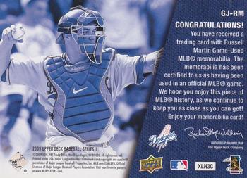 2009 Upper Deck - UD Game Jersey Triple #GJ-RM Russell Martin Back