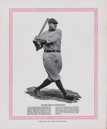1929-33 Blum's Baseball Bulletin Premiums #NNO Babe Ruth Front