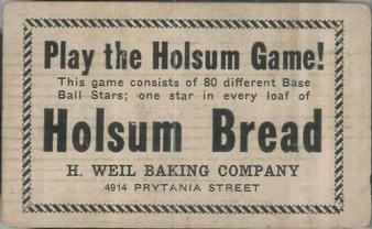 1920-21 Holsum Bread D327 #NNO Bill Donovan Back
