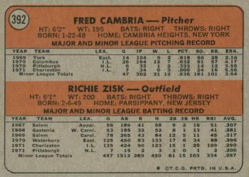 2021 Topps Heritage - 50th Anniversary Buybacks #392 Pirates 1972 Rookie Stars (Fred Cambria / Richie Zisk) Back