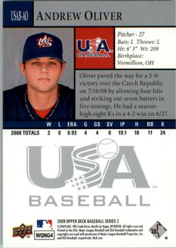 2009 Upper Deck - USA National Team #USAB-AO Andrew Oliver Back