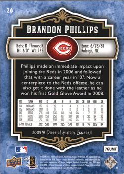 2009 Upper Deck A Piece of History - Blue #26 Brandon Phillips Back