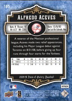 2009 Upper Deck A Piece of History - Blue #105 Alfredo Aceves Back