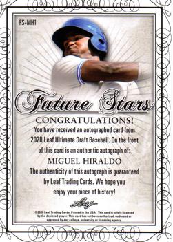 2020 Leaf Ultimate - Future Stars Emerald Spectrum #FS-MH1 Miguel Hiraldo Back