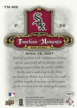 2009 Upper Deck A Piece of History - Timeless Moments Red #TM-MB Mark Buehrle Back