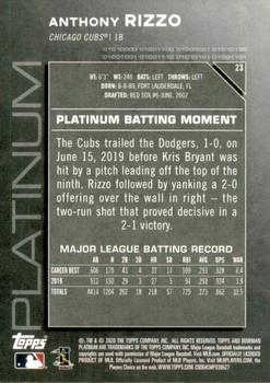 2020 Bowman Platinum - Icy #23 Anthony Rizzo Back