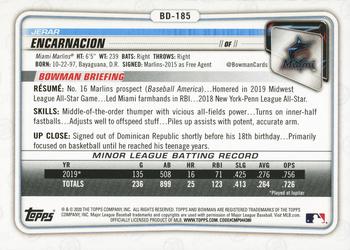 2020 Bowman Draft 1st Edition - Blue #BD-185 Jerar Encarnacion Back