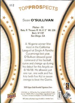 2009 Upper Deck Signature Stars #112 Sean O'Sullivan Back