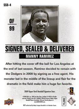 2009 Upper Deck Signature Stars - Signed Sealed and Delivered #SSD-4 Manny Ramirez Back