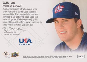 2009 Upper Deck Signature Stars - USA Star Prospects Jerseys #GJU-36 Drew Pomeranz Back