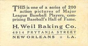 1916 Weil Baking (D329) #8 Doug Baird Back