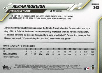 2020 Topps - 582 Montgomery #348 Adrian Morejon Back