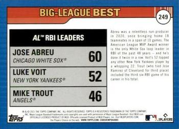 2021 Topps Big League #249 AL RBI Leaders (Jose Abreu / Luke Voit / Mike Trout) Back