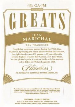 2020 Panini Flawless - Greats Autographs Sapphire #GA-JM Juan Marichal Back