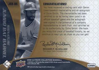 2009 Upper Deck Ultimate Collection - Jumbo Bat Signatures #JSB-OS Ozzie Smith Back
