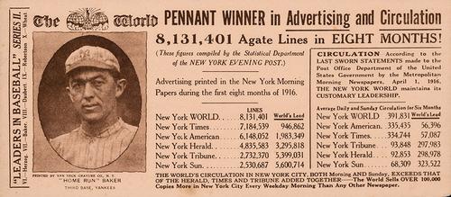 1916 New York World Advertisements #NNO Frank Baker Front