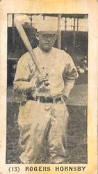 1931 W-UNC Strip Cards (W-UNC) #13 Rogers Hornsby Front