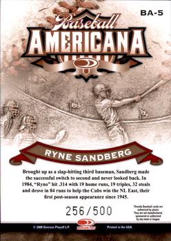 2008 Donruss Threads - Baseball Americana #BA-5 Ryne Sandberg Back