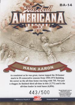 2008 Donruss Threads - Baseball Americana #BA-14 Hank Aaron Back