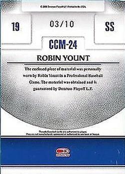 2008 Donruss Threads - Century Collection Materials Prime #CCM-24 Robin Yount Back