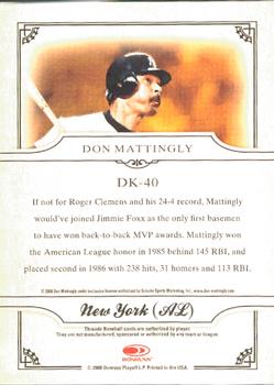 2008 Donruss Threads - Diamond Kings #DK-40 Don Mattingly Back