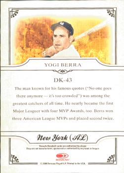 2008 Donruss Threads - Diamond Kings #DK-43 Yogi Berra Back
