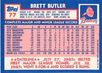 1984 Topps - Collector's Edition (Tiffany) #77 Brett Butler Back