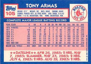1984 Topps - Collector's Edition (Tiffany) #105 Tony Armas Back