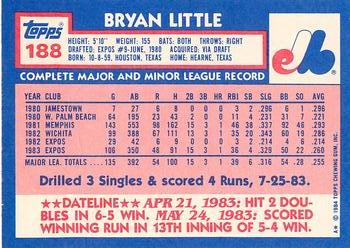 1984 Topps - Collector's Edition (Tiffany) #188 Bryan Little Back