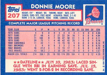 1984 Topps - Collector's Edition (Tiffany) #207 Donnie Moore Back