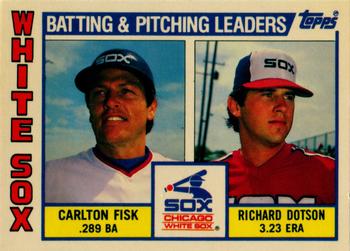 1984 Topps - Collector's Edition (Tiffany) #216 White Sox Leaders / Checklist (Carlton Fisk / Richard Dotson) Front
