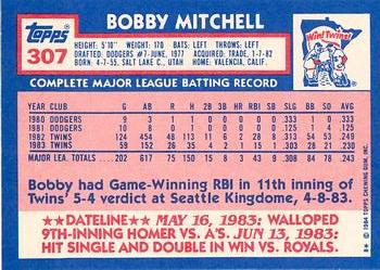 1984 Topps - Collector's Edition (Tiffany) #307 Bobby Mitchell Back