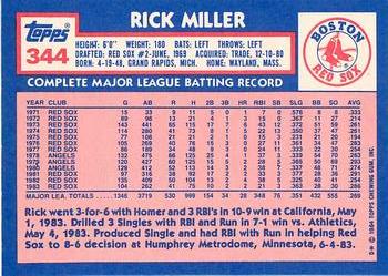 1984 Topps - Collector's Edition (Tiffany) #344 Rick Miller Back