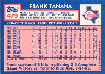 1984 Topps - Collector's Edition (Tiffany) #479 Frank Tanana Back