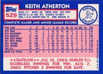 1984 Topps - Collector's Edition (Tiffany) #529 Keith Atherton Back