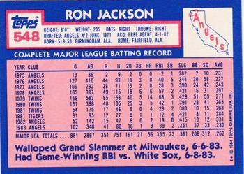 1984 Topps - Collector's Edition (Tiffany) #548 Ron Jackson Back