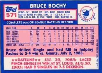 1984 Topps - Collector's Edition (Tiffany) #571 Bruce Bochy Back