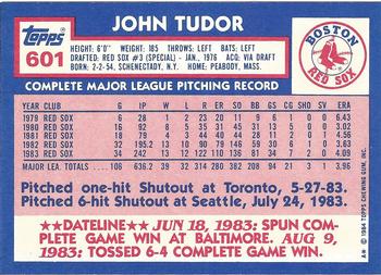 1984 Topps - Collector's Edition (Tiffany) #601 John Tudor Back