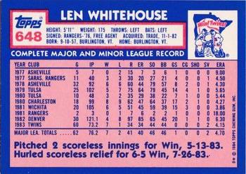 1984 Topps - Collector's Edition (Tiffany) #648 Len Whitehouse Back