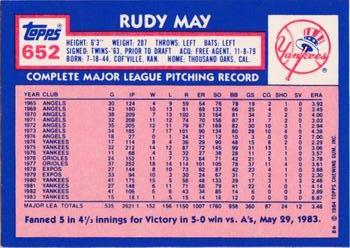 1984 Topps - Collector's Edition (Tiffany) #652 Rudy May Back