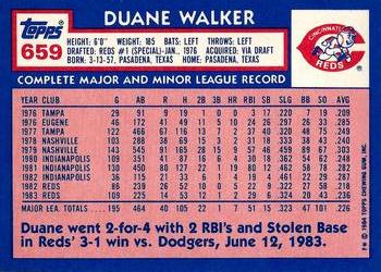 1984 Topps - Collector's Edition (Tiffany) #659 Duane Walker Back