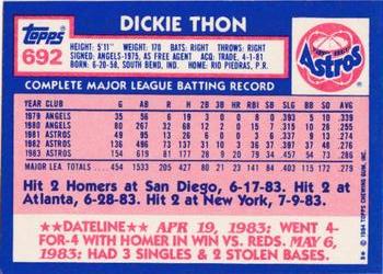 1984 Topps - Collector's Edition (Tiffany) #692 Dickie Thon Back